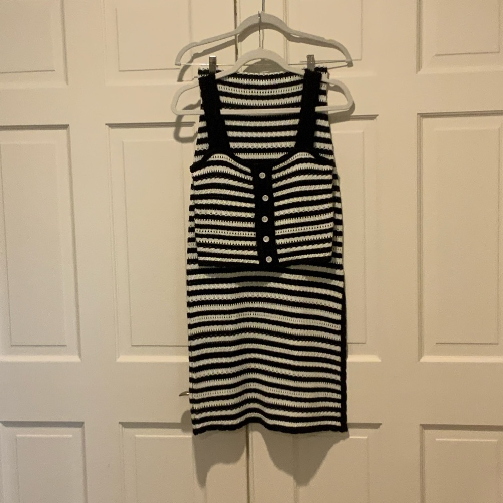 Striped Black and White 2 Piece Set